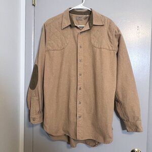 L.L. Bean Men's Shooting Button Down Shirt With Elbow Pads Tan Size L-Tall